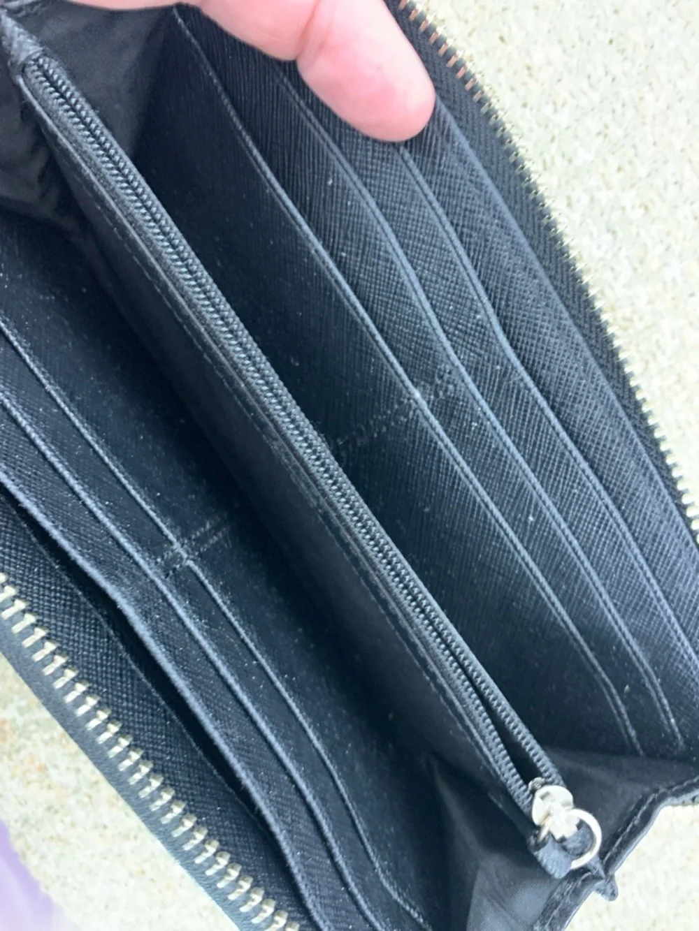 Coach Black Signature Zip Wallet with Logo Plaque